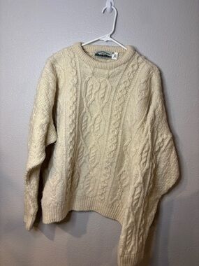 Aran Crafts Cream Cable Knit Crewneck Sweater